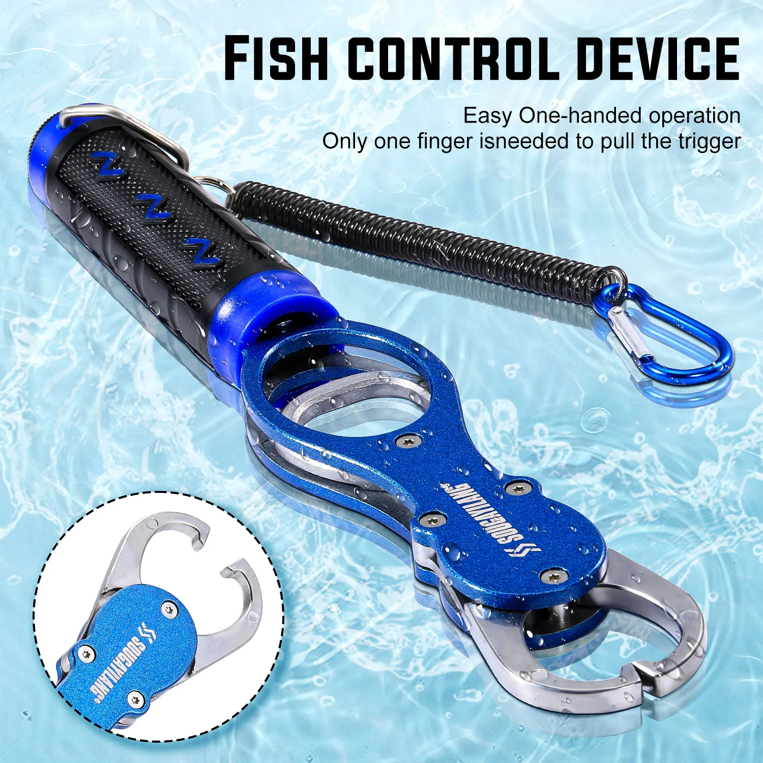 Aparejos de pesca Sougayilang, controlador de pescado con agarre de pescado, equipo de pesca multifuncional giratorio/fundido de labios de pescado - imagen 2