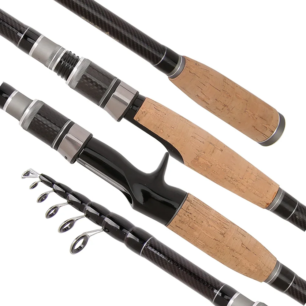 Señuelo telescópico ultraligero, caña de pescar giratoria de fundición de carbono, accesorios de Pesca Jigging, cebo de Pesca de 5-20g, 1,8/2,1/2,4 m - imagen 3