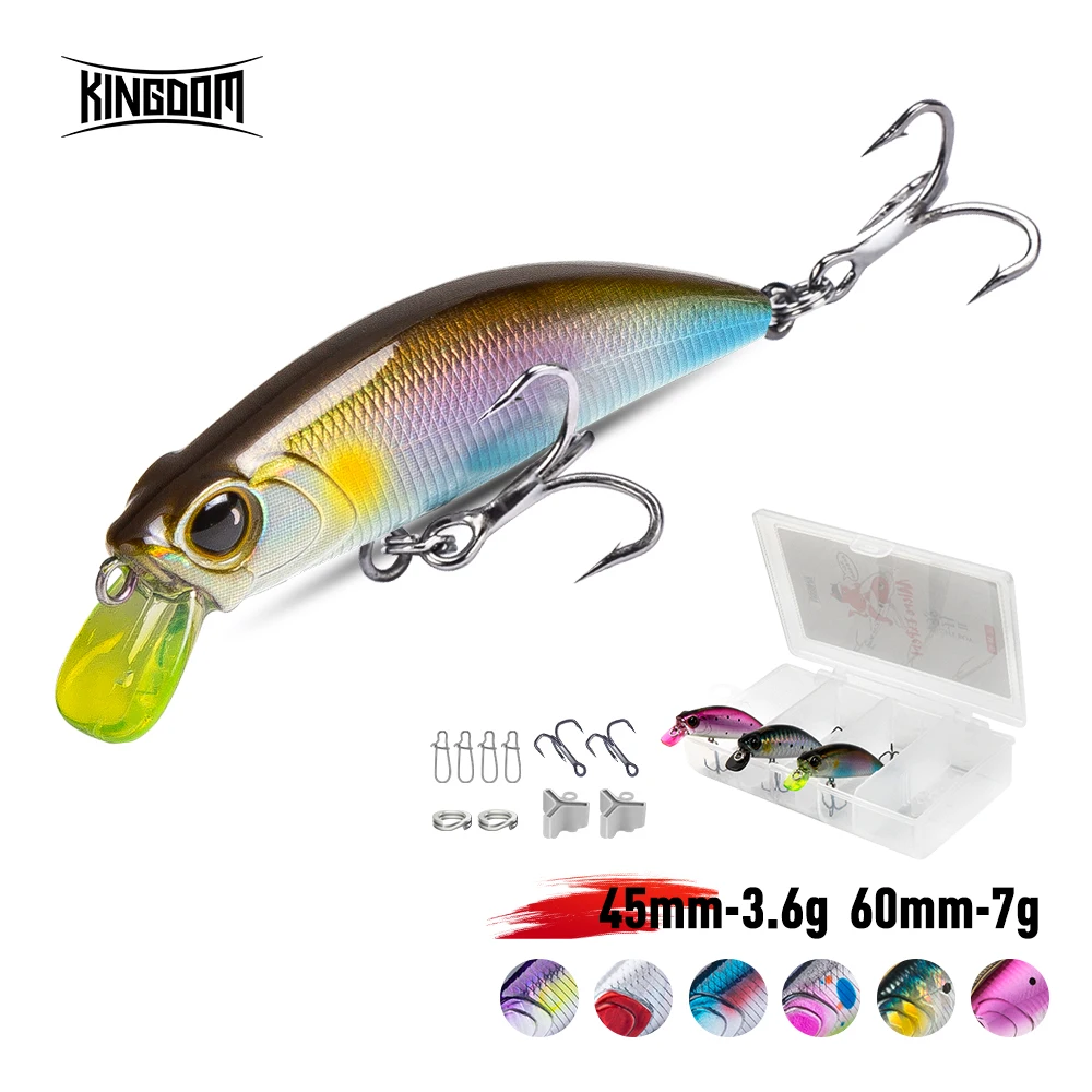 Kingdom Micro Fly Minnow Señuelos de Pesca 3,6g 7g 45mm 60mm cebo de palo que se hunde Artificial ruido duro Wobbler pesca Crankbait Bass - imagen 2