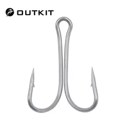 OUTKIT 20 unids/lote anzuelos de pesca de acero rico en carbono anzuelo de manivela atado de moscas anzuelo doble para pesca con señuelo de lubina accesorios de alta calidad