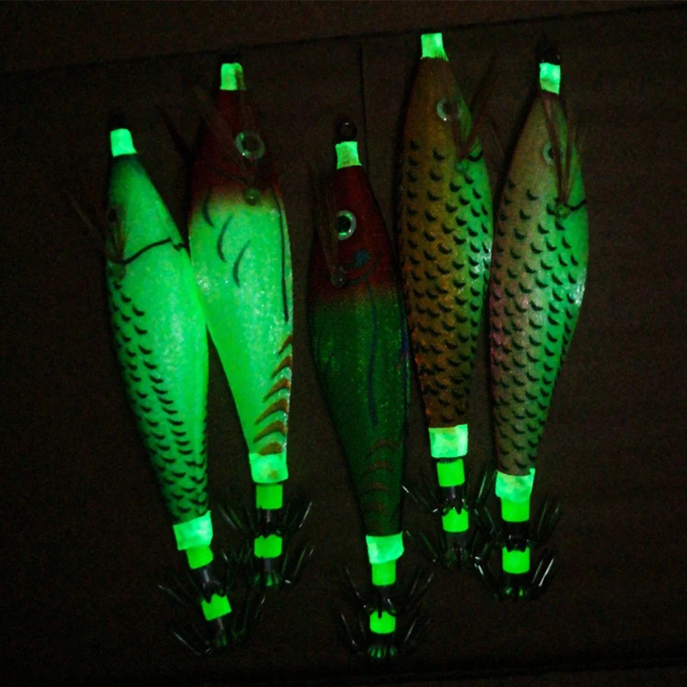 Cebo luminoso de madera Artificial para camarones, 8cm, con anzuelos de calamar, cuentas de sonido, simulación realista, aparejos de Señuelos de Pesca - imagen 5