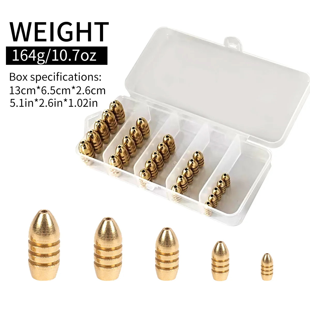 Plomos de pesca de cobre Dezhou, 50 piezas en caja, subaccesorios de carretera de caída de plomo concéntrico roscado, 1,8, 3,5, 5, 7, 10 G - imagen 2