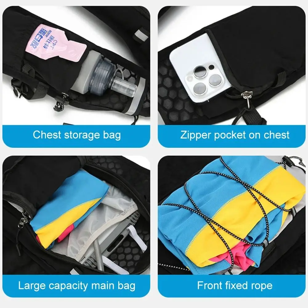 Mochila ligera para correr, chaleco reflectante con correa ajustable, chaleco de almacenamiento para botella de agua corriente con soporte para teléfono - imagen 4