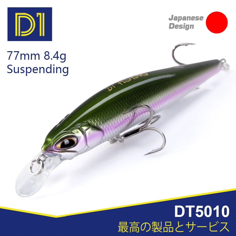 Señuelos de pesca D1 Realis Minnow, señuelo de trucha 77mm/8,4g, suspensión 65mm/5g, Wobblers duros artificiales que se hunden para aparejos de lubina 2020 - imagen 2