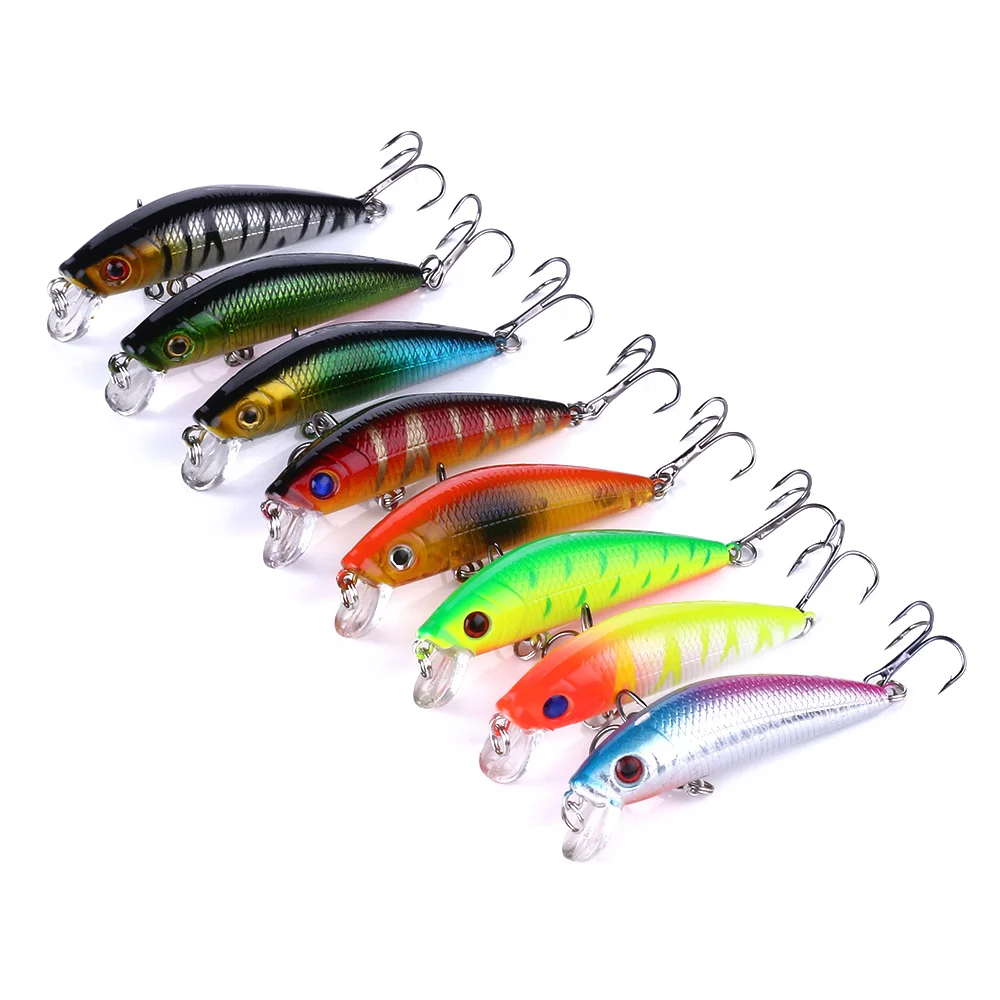 Juego de Señuelos de Pesca Minnow, 8 Uds., 7cm, 8,1g, cebo duro Artificial Wobbler para Lucio, lubina, perca, trucha, aparejos de pesca de agua dulce y salada - imagen 2