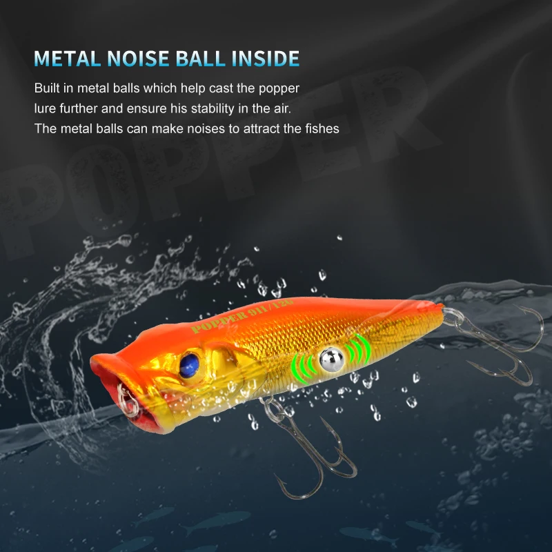 Señuelo de pesca 12,5g 93mm flotante Popper Artificial Wobbler cebo duro con gancho para Lucio perca invierno Swimbait Trolling Crankbait - imagen 5