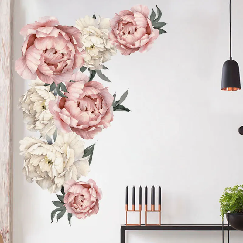 Pintura decorativa 3D de flores de peonía para pared y salón - imagen 3