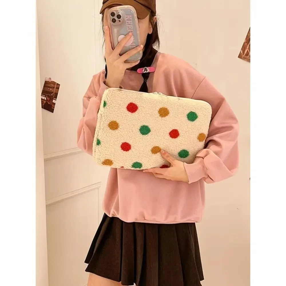 Nueva funda para portátil de lunares de colores, funda de felpa para portátil de 11/13/15 pulgadas, funda protectora ultrafina a prueba de golpes para tableta, regalo - imagen 2