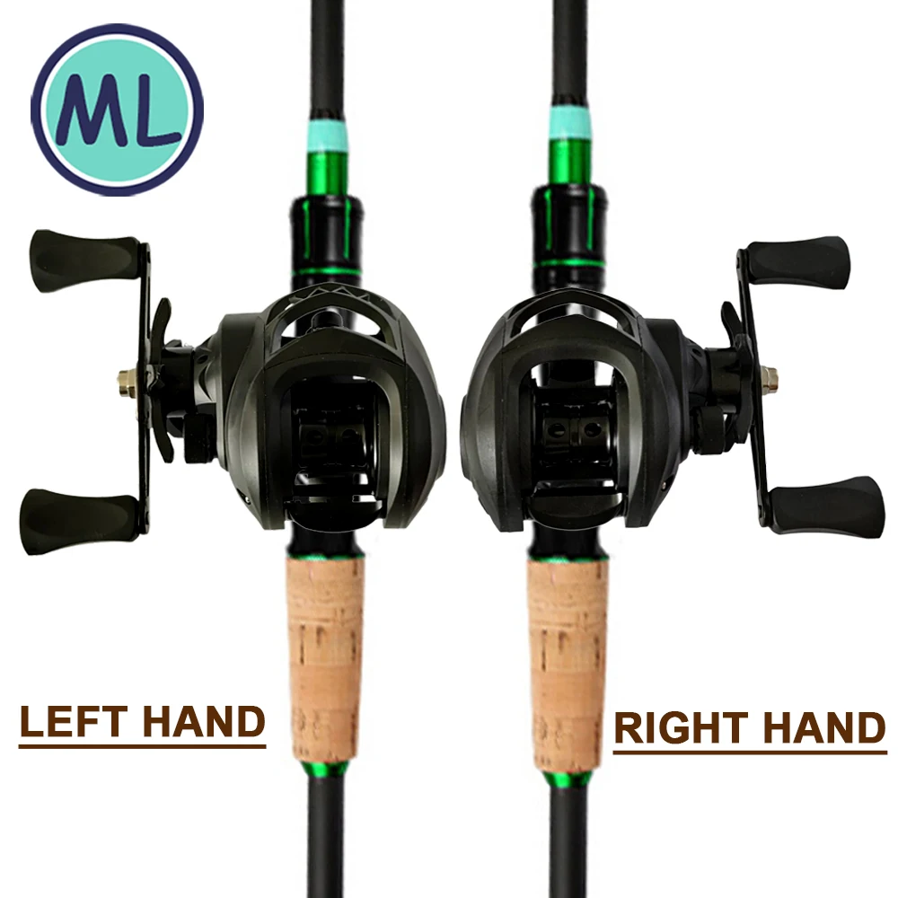 Juego de carretes de caña de pescar de viaje, fundición de fibra de carbono, 1,8 m, 2,1 m, relación de engranaje 7,2: 1, Combo de carrete Baitcast para señuelo, lubina, Pesca, lago, río - imagen 4