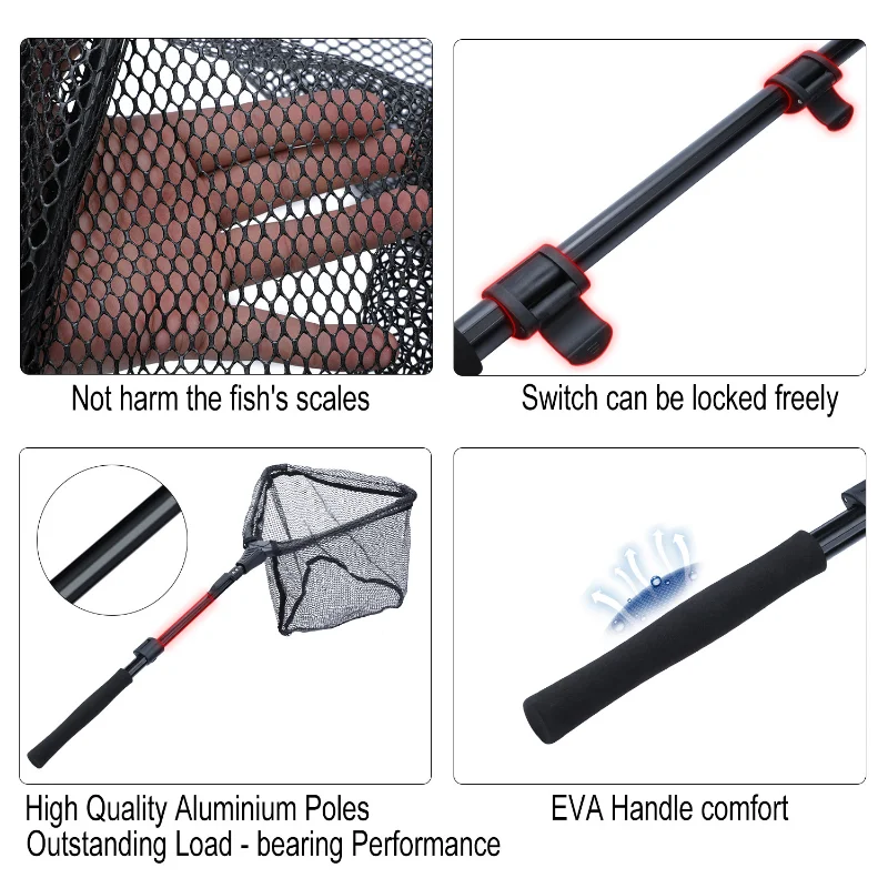 Sougayilang-red de pesca plegable, herramienta telescópica con mango de EVA, 65, 95, 112cm - imagen 3