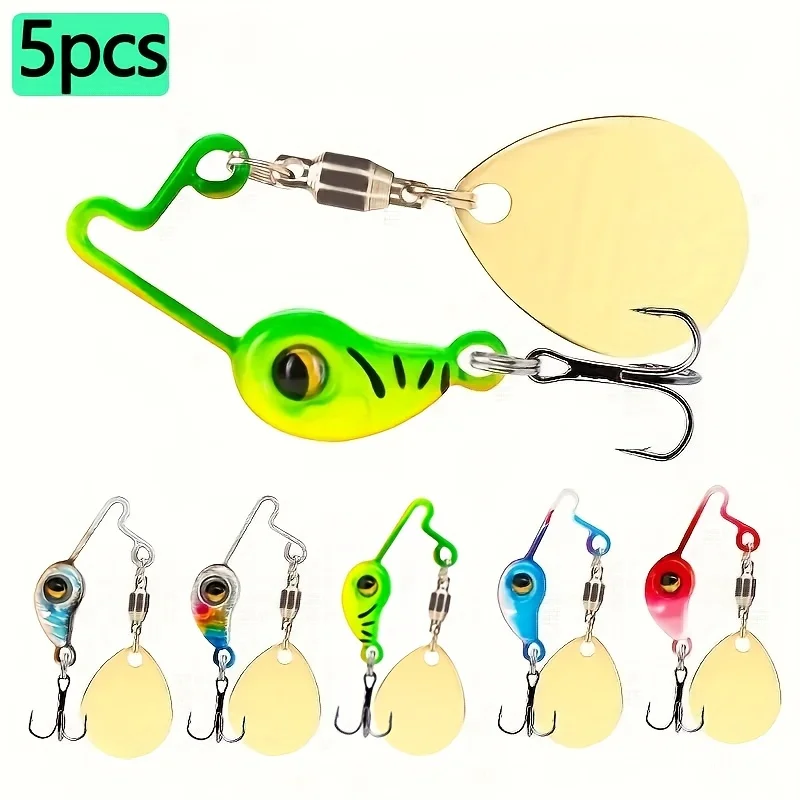 5 uds 4g 8g cuchara giratoria plantilla de Metal cebo VIB hoja de hundimiento anzuelo triple giratorio Spinnerbait Pesca Lucio carpa señuelo de Pesca de mar - imagen 3