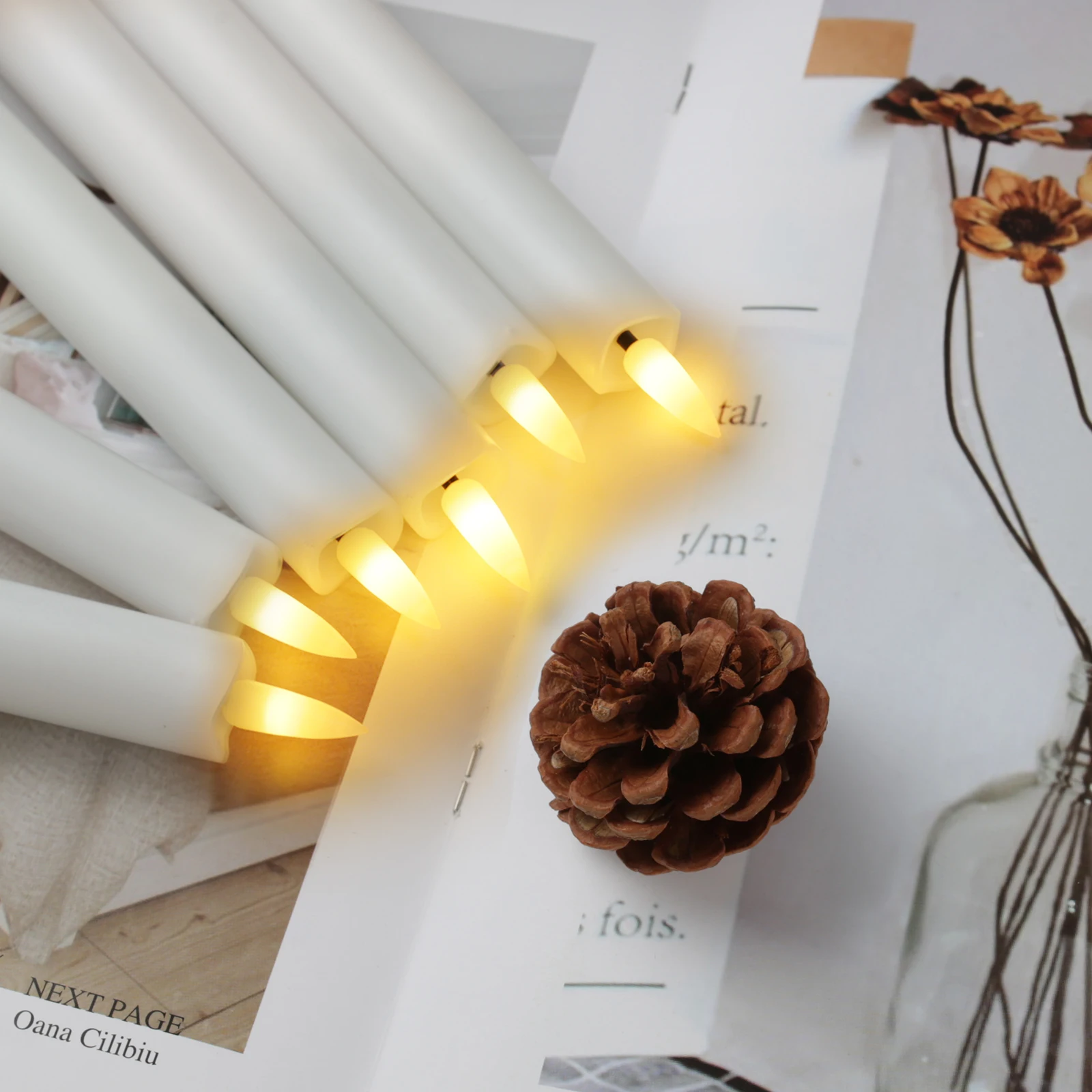 Velas LED parpadeantes con mando y soporte 3D para Navidad - imagen 3