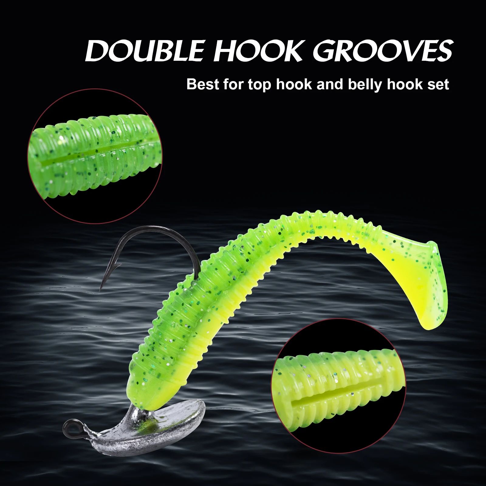 Goture-Cebo de silicona suave 20 piezas, señuelo de Pesca Artificial de 55mm y 65mm para Lucio, cola en T, Jigging - imagen 3