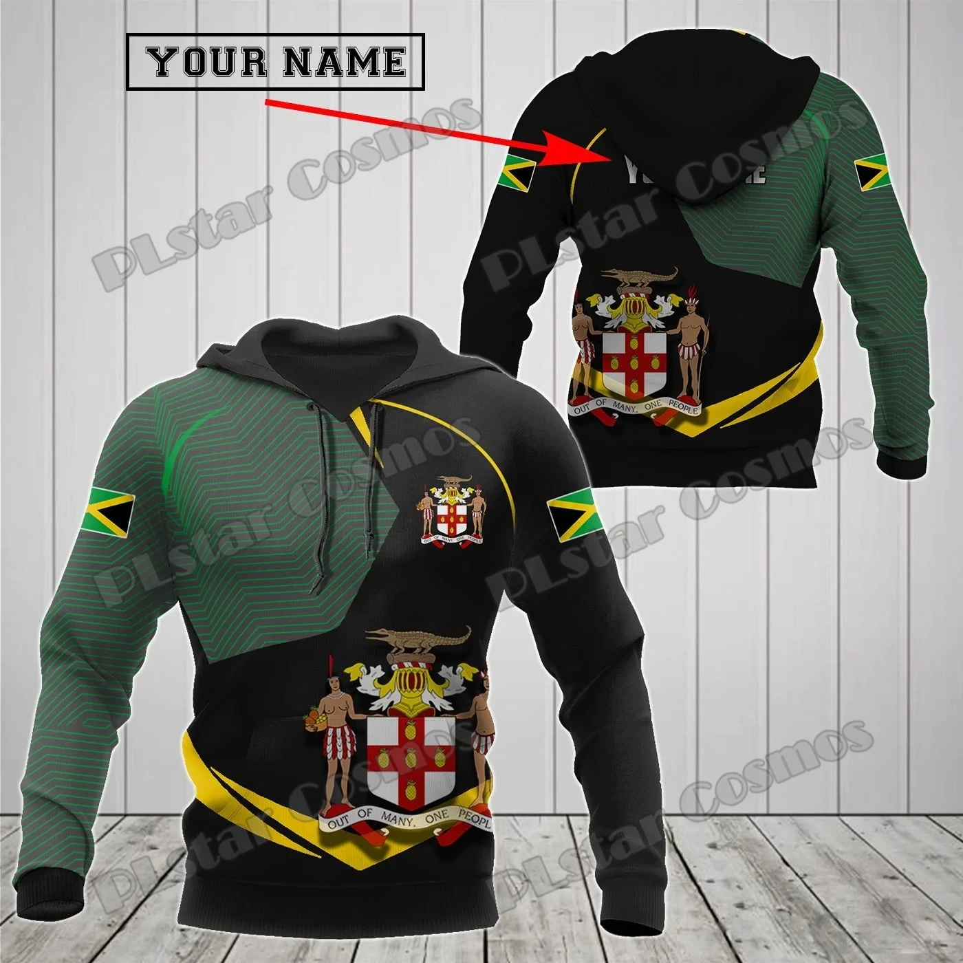 PLstar Cosmos nombre personalizado jamaica escudo de armas 3D impreso hombres sudaderas con capucha Unisex Casual ropa de calle otoño Sudadera con capucha QDY24 - imagen 4