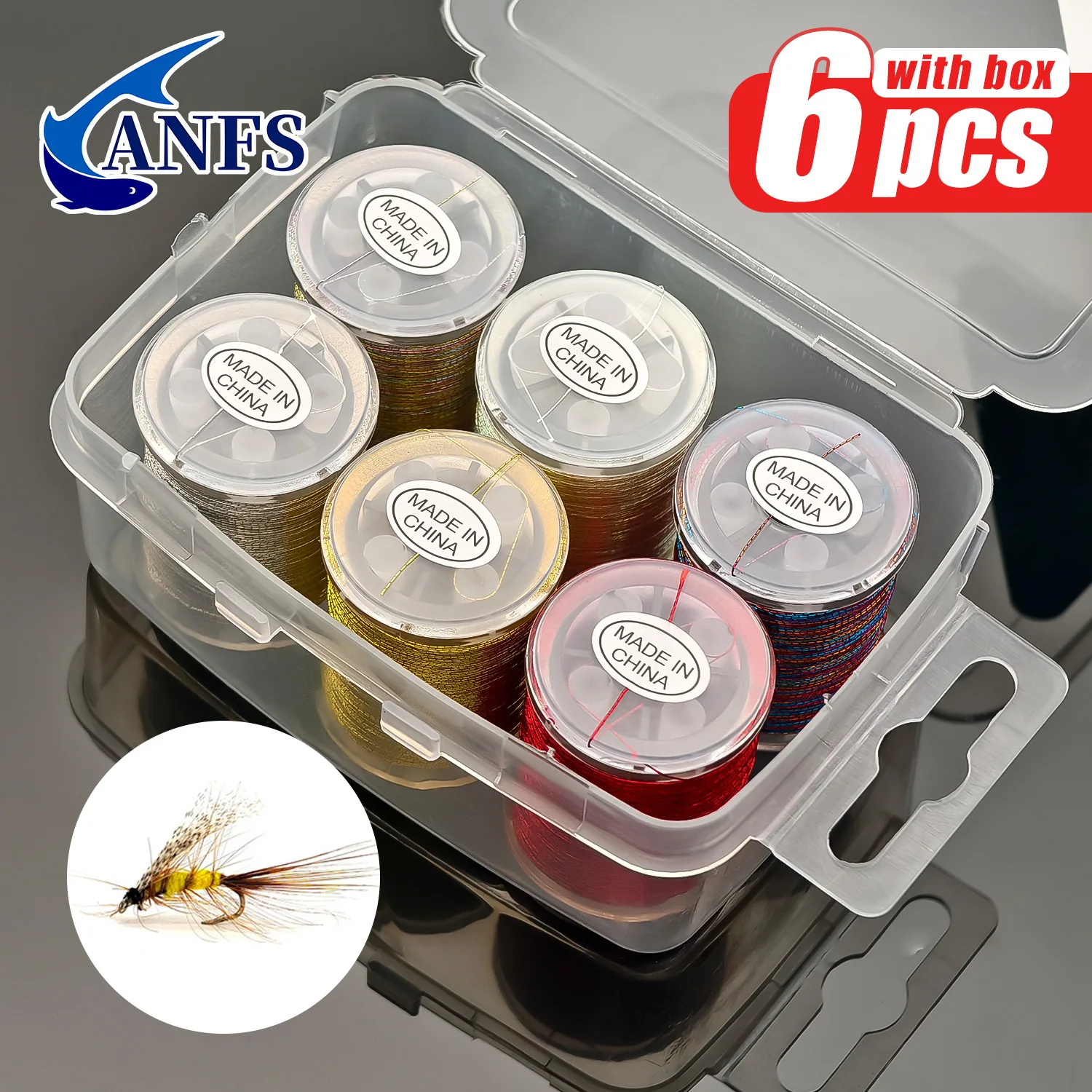 ANFS 6 hilos de atado de moscas premium ideales para moscas secas/húmedas, medios, ninfas, serpentinas, regalo de pesca perfecto para pescadores - imagen 3