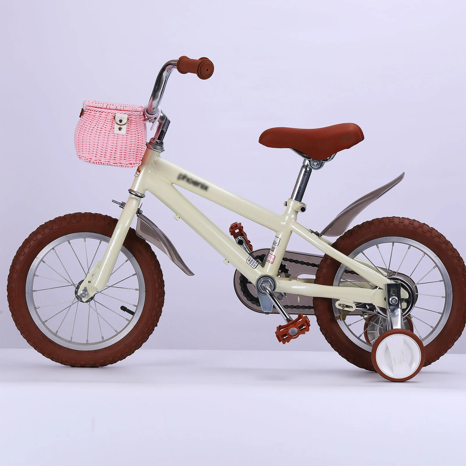 Cesta delantera bicicleta con tapa tejida a mano color macarrón - imagen 3