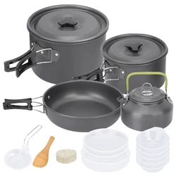 Juego de utensilios de cocina para acampar al aire libre, tetera combinada para 4 o 5 personas, antiadherente de aluminio, fácil de limpiar, portátil para acampar y hacer senderismo