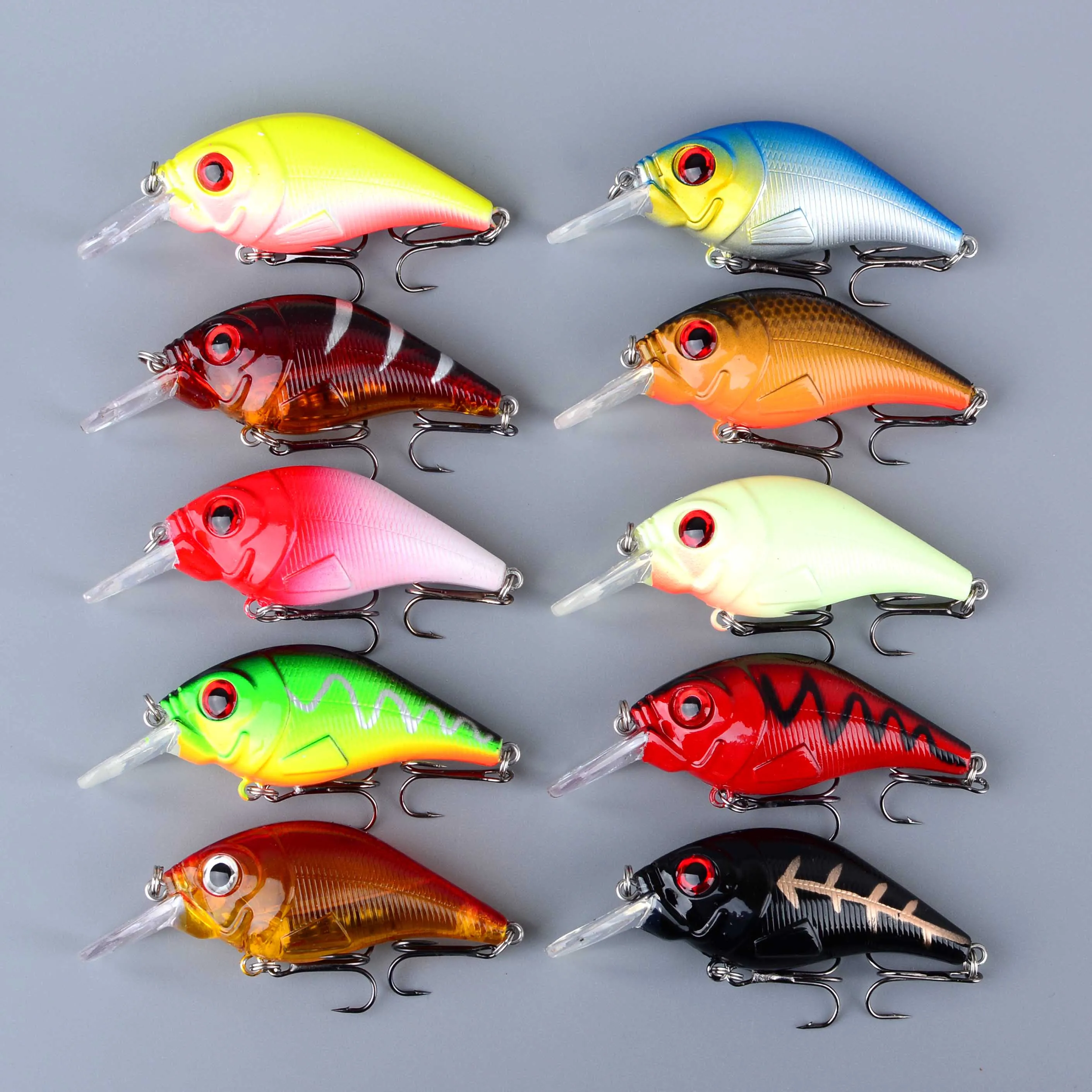 Crankbait Minnow hundimiento con anzuelos triples 3D señuelo duro - imagen 4