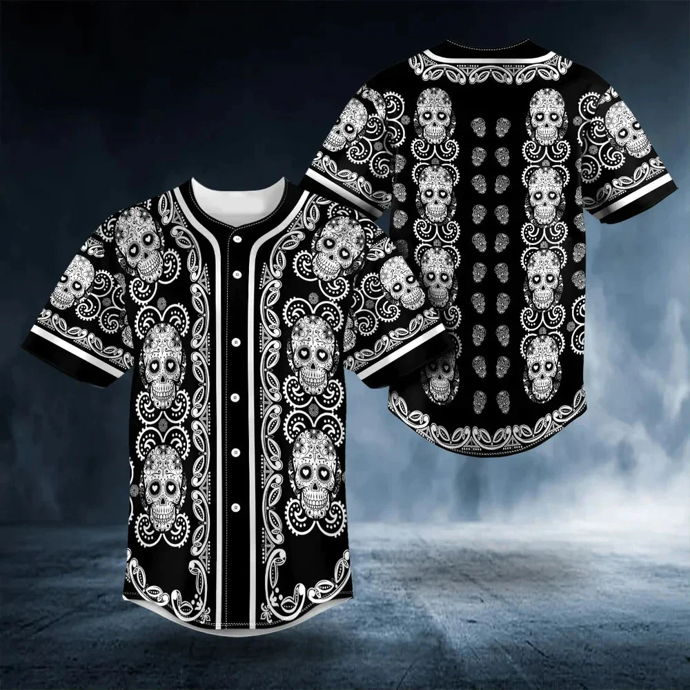 PLstar Cosmos Death Devil Blood Skull Pattern 3D All Over Printed Men's Baseball Jersey Unisex Casual Baseball Shirt BQS15 - imagen 2