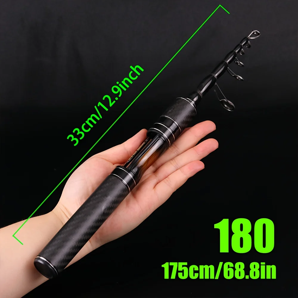 Caña de pescar telescópica BAKAWA, caña de pescar giratoria de carbono de 180CM, equipo de Pesca de agua dulce y salada, accesorios de Pesca