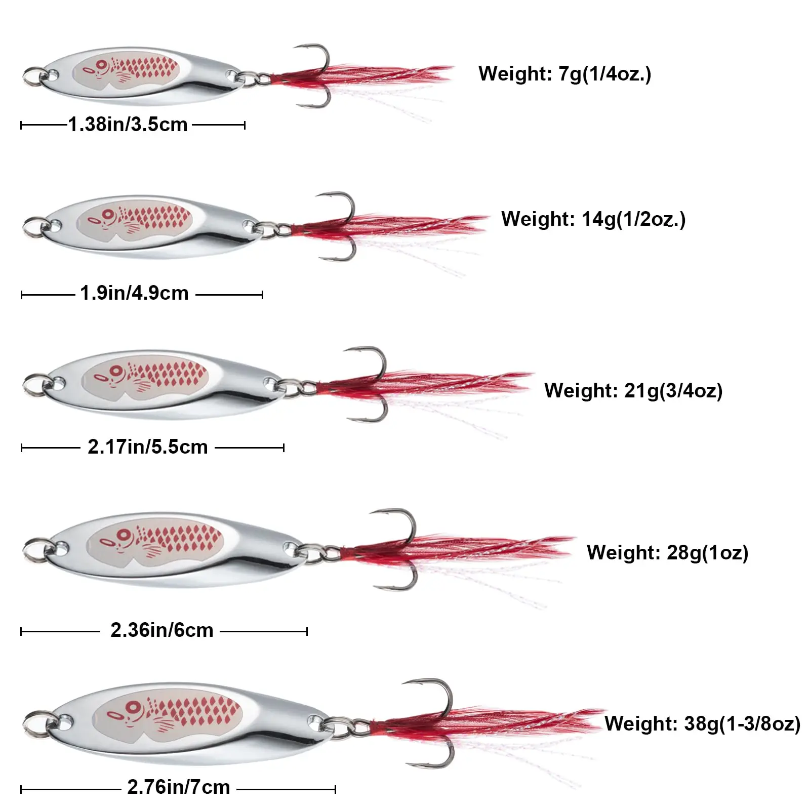 Goture-señuelo de pesca de Jigging, cuchara giratoria de Metal, 7g, 14g, 21g, 38g, cebo duro de fundición, anzuelo de pesca para agua dulce y salada - imagen 2