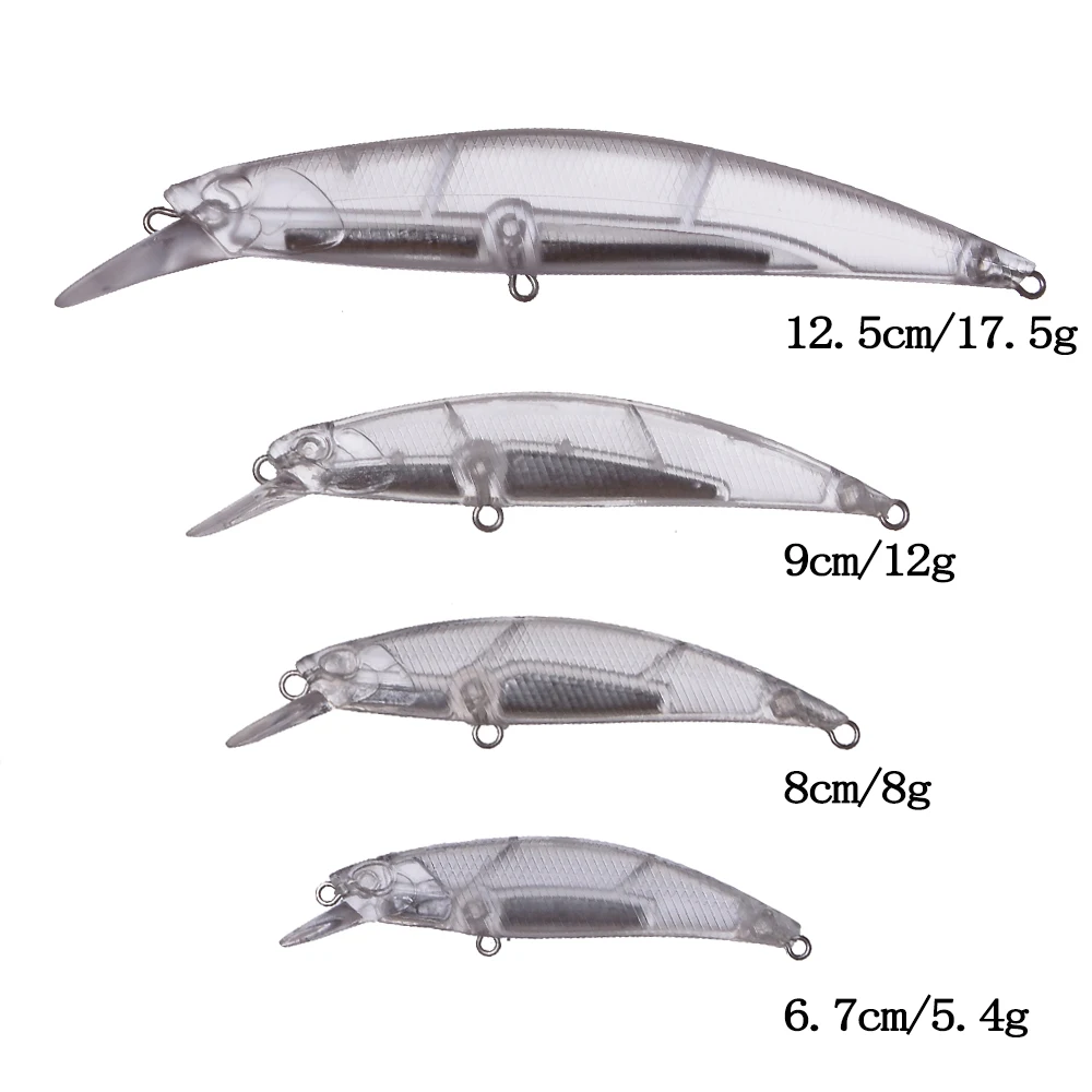 Chan'sHuang 20 piezas Señuelos de pesca en blanco sin pintar 5,4g/8g/12g/17,5g hundimiento Minnow cebo de pesca Artificial de fundición larga - imagen 3