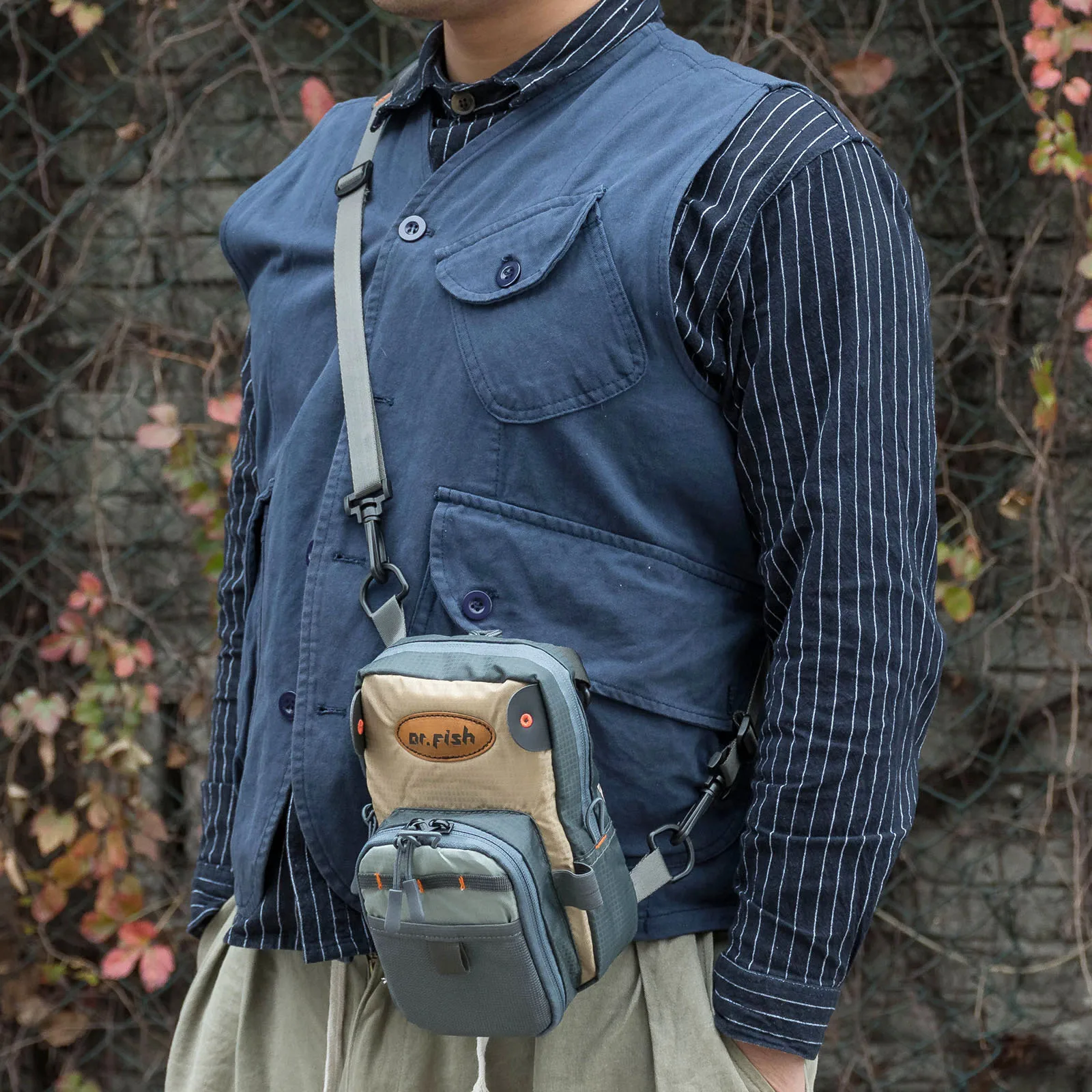 Bolsa de pesca con mosca, paquete de pesca en el pecho, peso ligero, viaje, diseño trasero transpirable, cremalleras dobles SBS, paquete de cintura ajustable - imagen 5