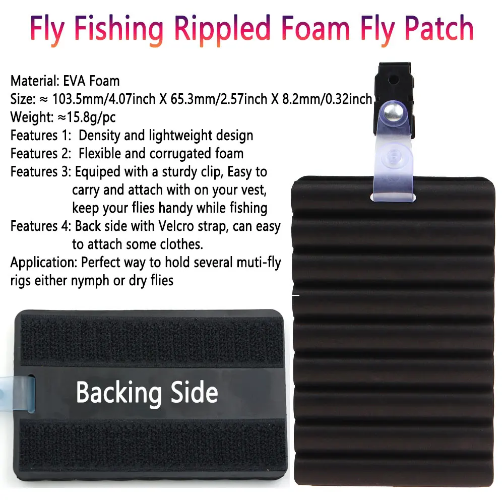 Bimoo, 1/2 Uds., parche de espuma ondulado para pesca con mosca para chaleco con Cilp, soporte para moscas de ninfa seca, herramienta portátil, accesorios de pesca con mosca, aparejos - imagen 3