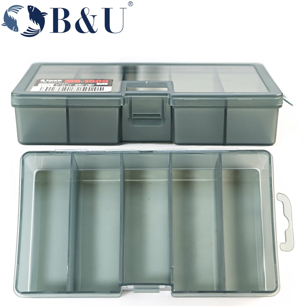Caja de pesca B & U de gran capacidad, delgada, 5 compartimentos, tapa transparente, caja de aparejos de pesca, accesorios de pesca, cajas de almacenamiento para anzuelos y señuelos - imagen 3