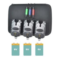Hirisi 3 uds alarmas de pesca con 3 uds swingers de pesca conjunto de indicador de alarma de mordedura de pesca de 3 colores B1113B