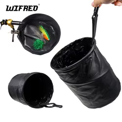WIFREO-bandeja de basura para atar moscas de nailon, cesta de residuos, tornillo de banco para atar moscas, bolsa de soporte para basura, bolsa de almacenamiento para herramientas, accesorio para aparejos de pesca