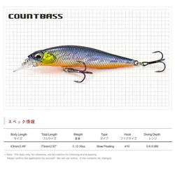 Wobbler COUNTBASS Minnow 63mm – Hundimiento lento para perca