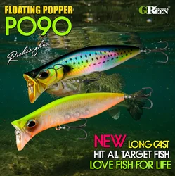 GREENSPIDER Popper 90mm – Señuelo flotante para trucha, lubina y lucio