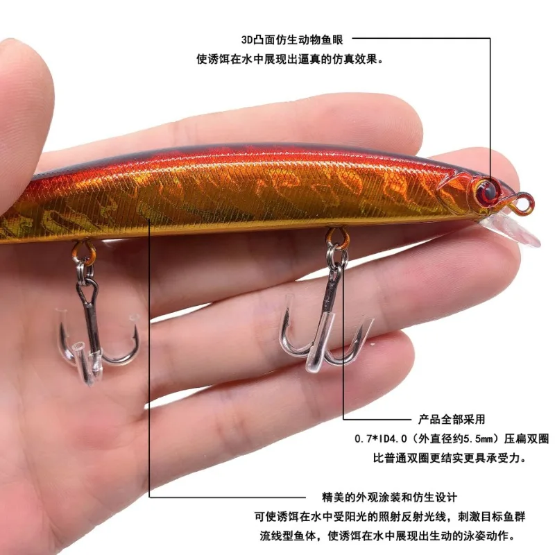 Cebo duro multicolor para pesca en el mar, cebo de plástico flotante de fundición larga, Minnow, lubina, opciones de 13,5 cm/15,5g - imagen 3