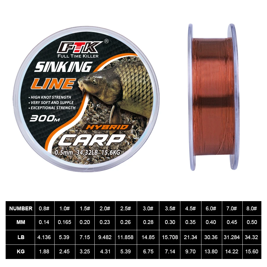 Línea de pesca con revestimiento de fluorocarbono FTK, 0,14mm-0,50mm, 4,136 lb-34,32 lb, línea líder de fibra de carbono, línea de hundimiento de alambre de señuelo de pesca - imagen 3