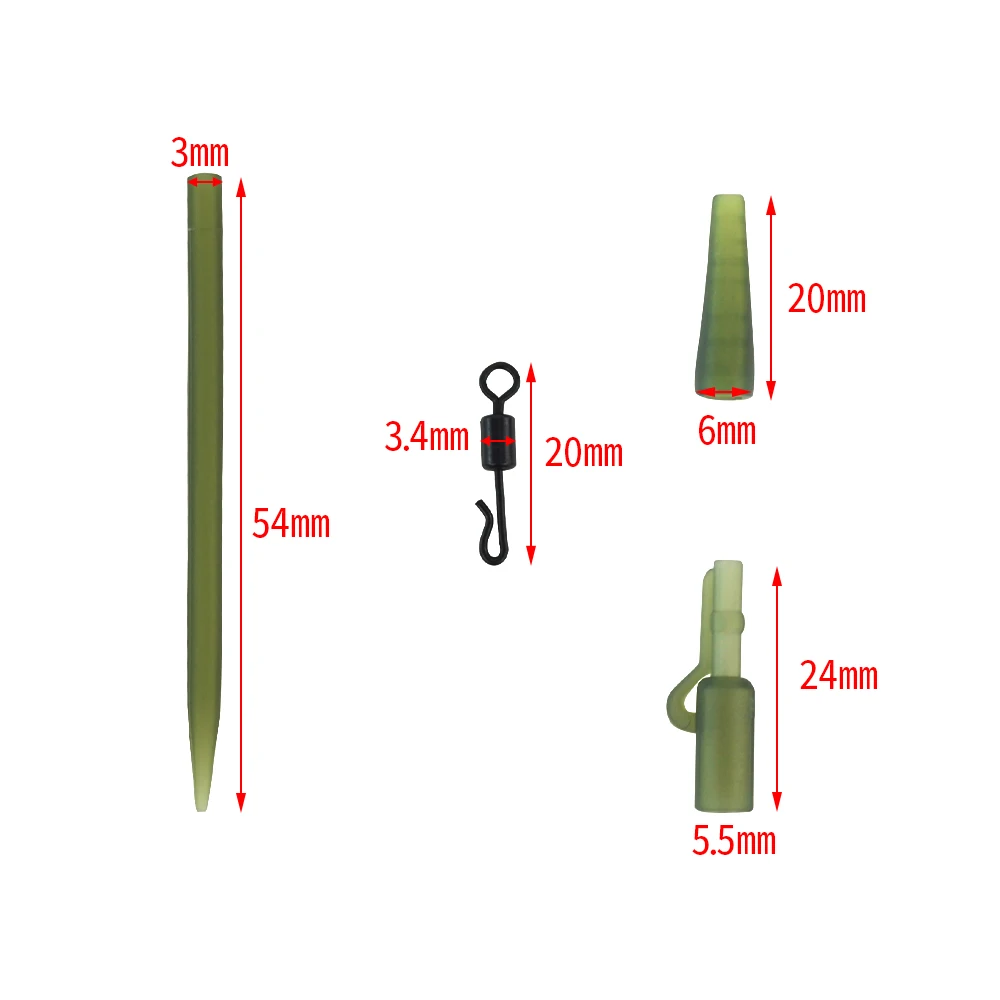 Juego de 5 aparejos de pesca de carpa, Clips de plomo de seguridad de plástico, cono de goma trasero, manga antienredos, aparejo giratorio de cambio rápido M20 - imagen 3