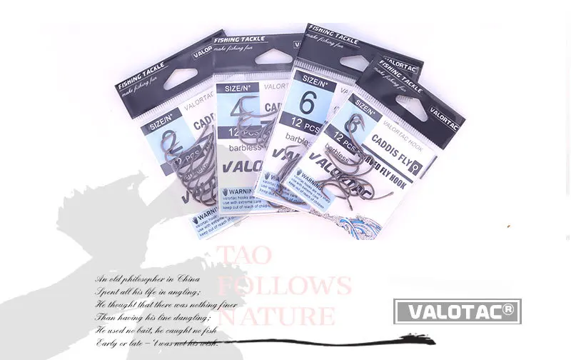 Detalle del anzuelo con mosca curvo y vástago plano VALORTAC