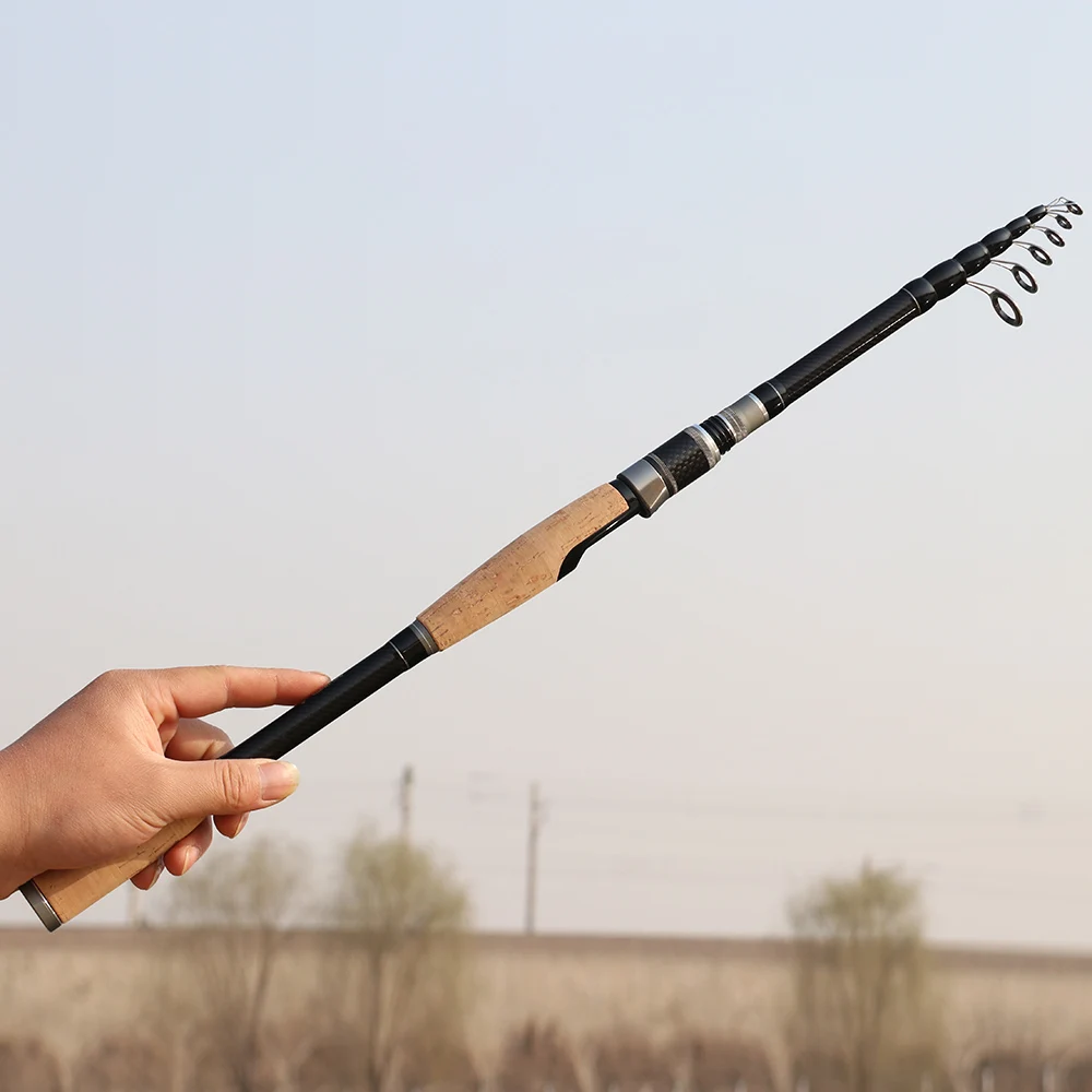 Cañas de pescar telescópicas portátiles, 1,8 M-3,0 M, fibra de carbono, ultraligeras, caña de pescar giratoria, señuelo, aparejos de pesca - imagen 4