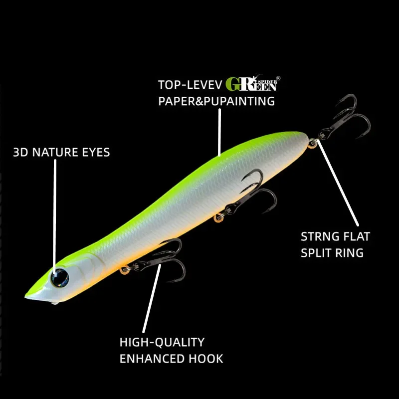 GREENSPIDER Popper Wobbler Topwater para lubina – Señuelo agua salada