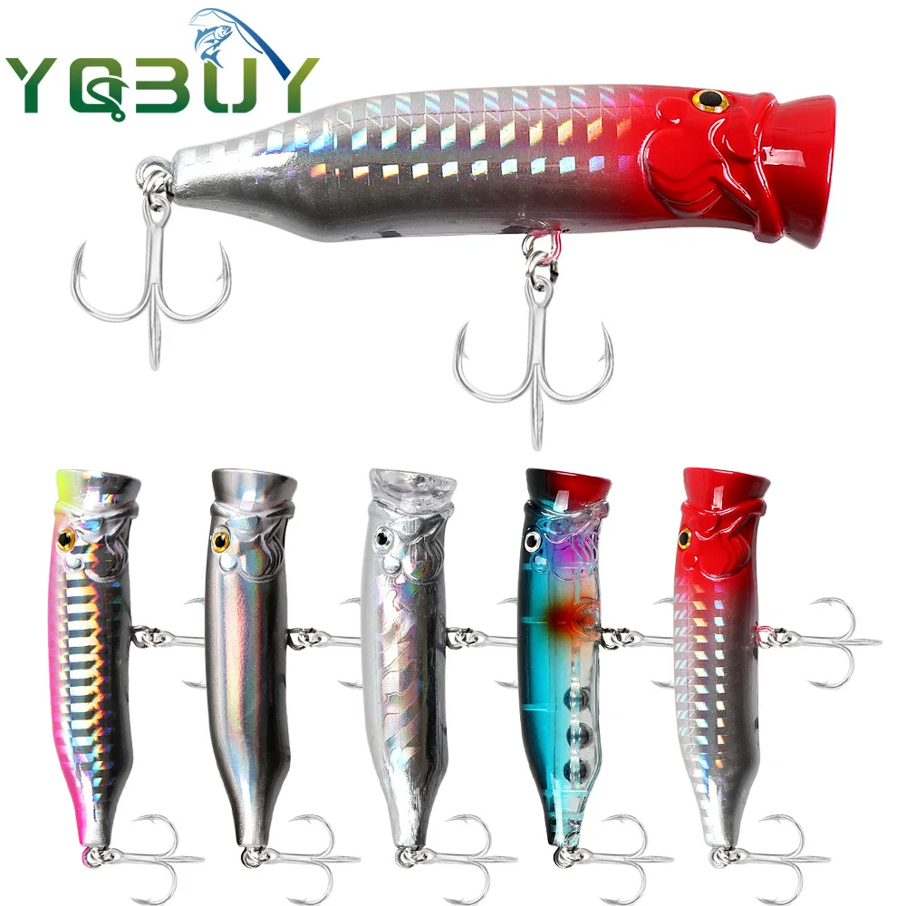 Señuelo Popper de pesca en superficie, cebo flotante de 7cm/9,4g con ondas de agua, cebo para pesca en agua de mar y agua dulce