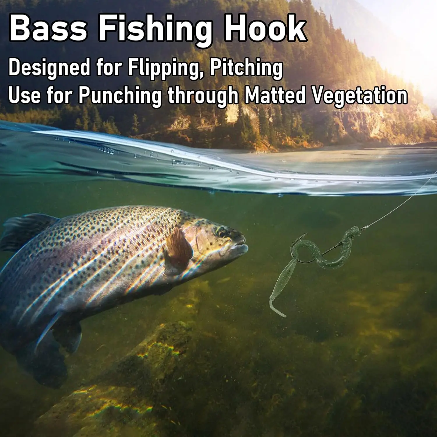 9KM 10-20 piezas Baitholder anzuelo de gusano pesca gancho de acero alto en carbono para pesca de lubina volteando punzonado lanzamiento Texas Drop Shot Rig - imagen 2