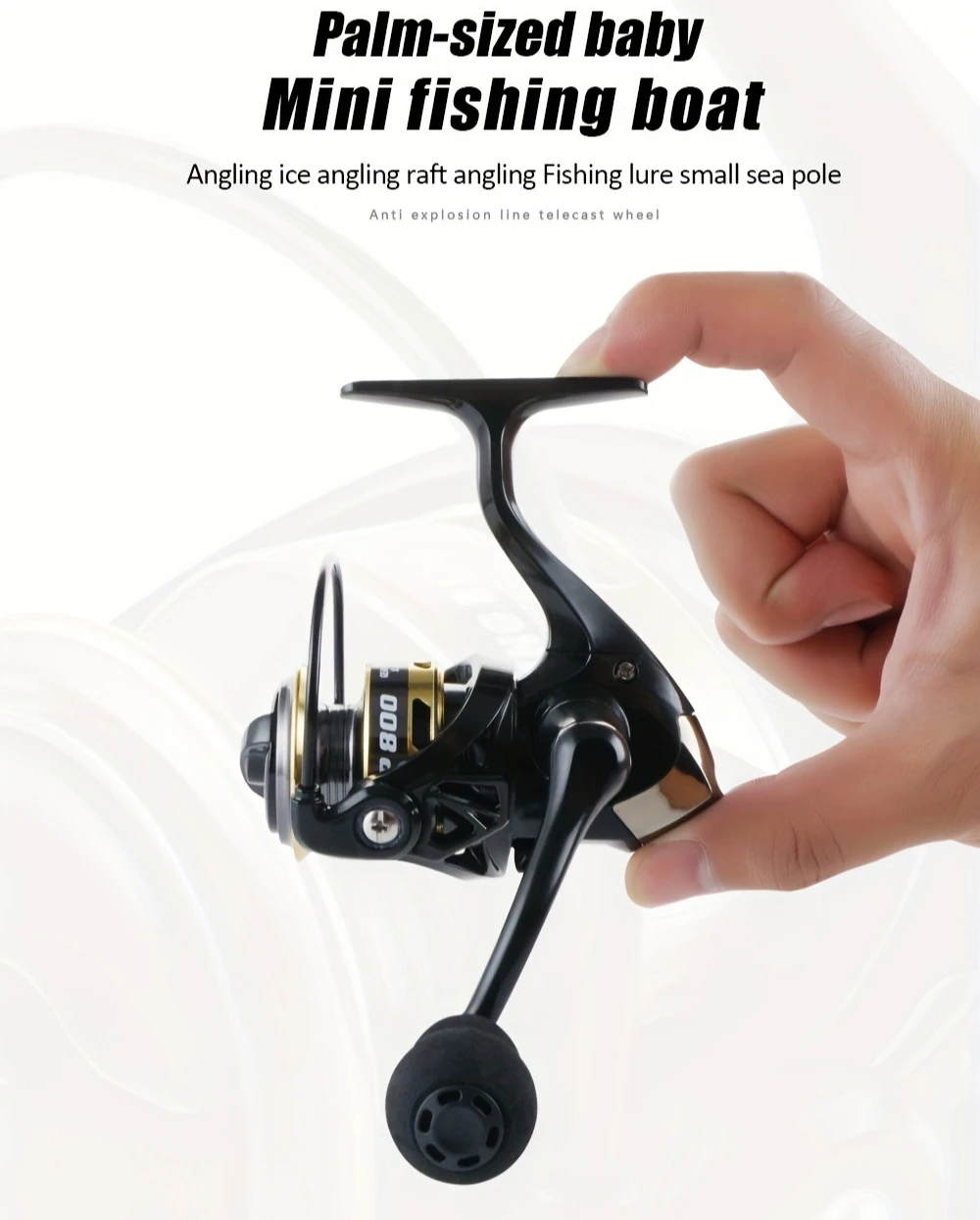 Carrete de pesca en hielo compacto y ligero 500/800