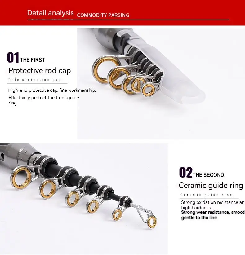 PRO BEROS-caña de pescar giratoria de fibra de carbono, alimentador de carpa, telescópico, potencia de 1,5 M, 1,8 M, 2,41 M, 2,4 M - imagen 4