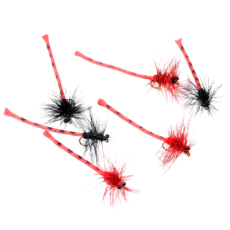 Wifreo-señuelo de pesca para trucha, Mosca de dragón rojo y negro, 6 piezas, #12 - imagen 5