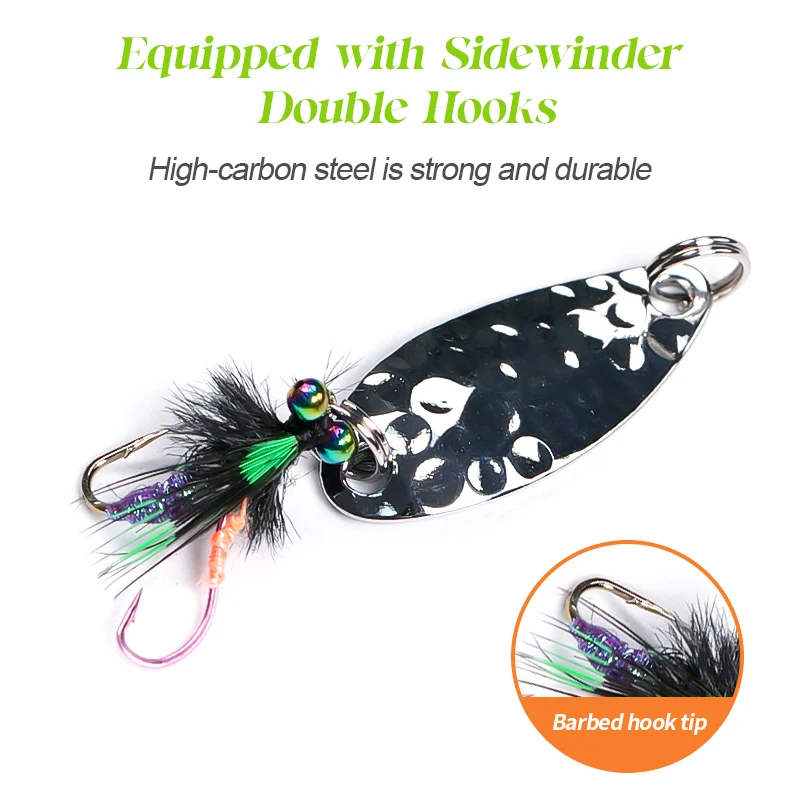 Wondersee, 4 Uds., 3 uds., cucharas de Metal, plantilla giratoria de Metal, 1,8g, 2,5g, 3,5g, 5,3g, señuelo para trucha, perca, salmón, Wobbler, hoja de sauce - imagen 2