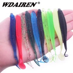 10 unids/lote cebo suave de silicona señuelo de pesca 9,5 cm 3g goma olor a Camarón gusanos artificiales aparejos de pesca Jig Head Bass Pike