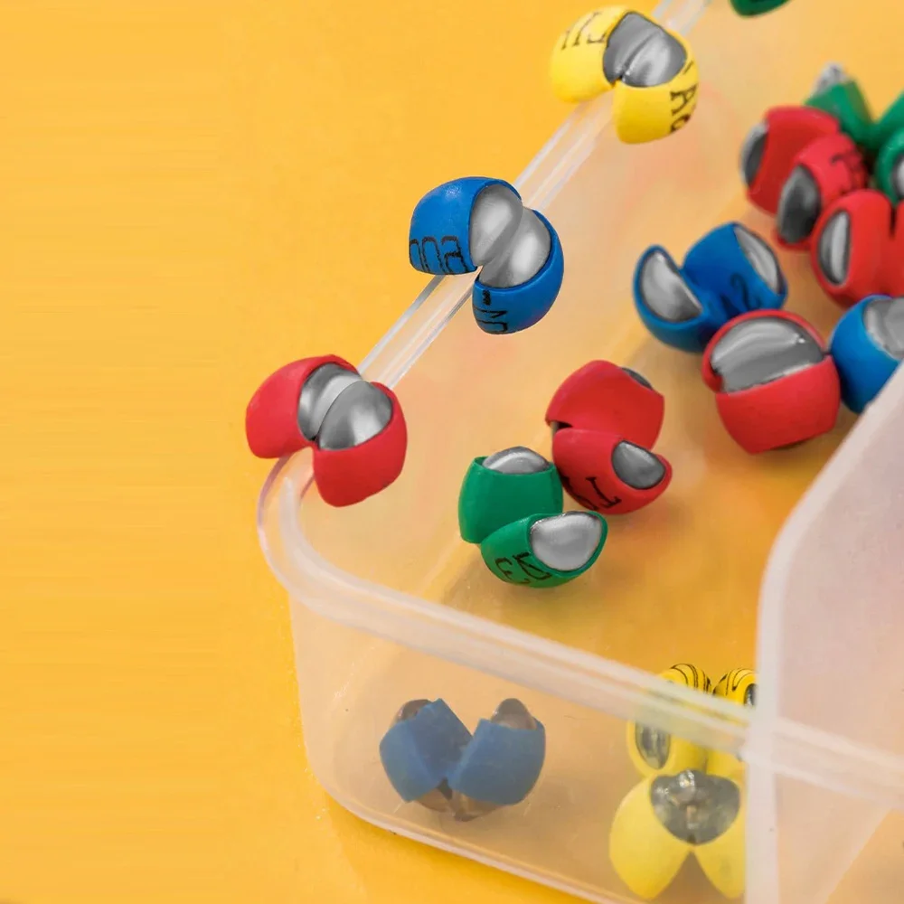 Juego de plomos de plomo con Clip rápido de goma recubierta, 50 Uds., boca abierta, pesas de pesca de agua salada, mordida redonda, sin línea de daños para equipo - imagen 3