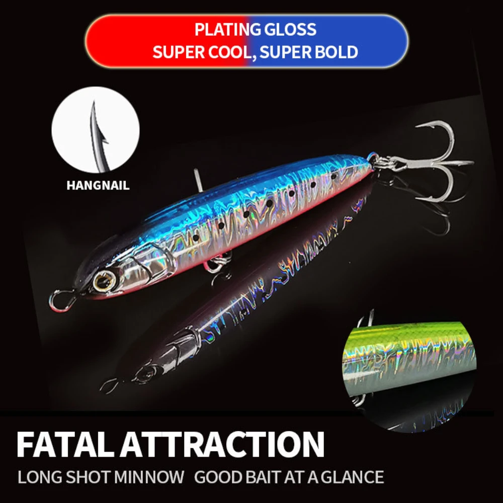 Señuelos de pesca con lápiz de hundimiento rápido, cebo Artificial láser Wobbler para pesca de atún marino, trucha, Swimbait pesado, 105mm, 40g, 1 Uds. - imagen 5
