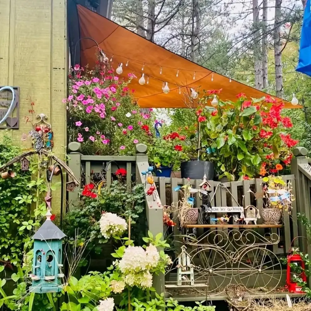 Triangular de protección solar, refugio solar impermeable con cuerdas, bloque UV 95%, dosel para exteriores, duradero, tamaño 3x3x3M, vela de sombra para patio trasero - imagen 5