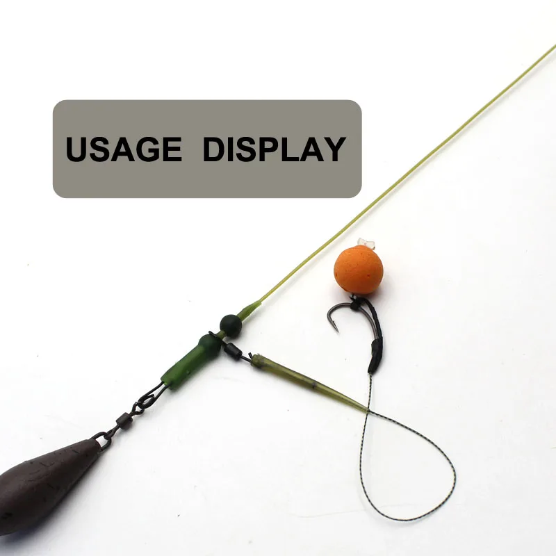 Líder de línea de pesca de carpa, líder de alambre de fluorocarbono, línea líder de pesca con mosca con clip de plomo, manga antienredos giratoria de cambio rápido - imagen 5